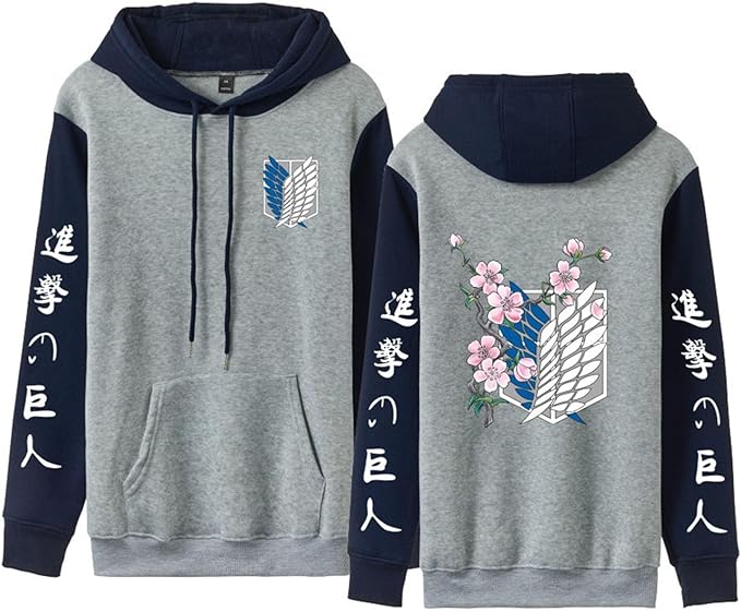MAOKEI - Attack on Titan Sakura Style Emblem Bi-Color Hoodies - B0CKQWXVDL-3