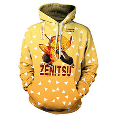 MAOKEI - Demon Slayer Zenitsu Uniform Cosplay Deter Hoodie - B0BWY283JZ