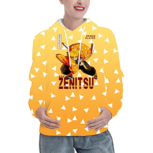 MAOKEI - Demon Slayer Zenitsu Uniform Cosplay Deter Hoodie - B0BWY283JZ