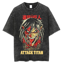MAOKEI - Eren Titan 3D Head Vintage Shirt - 1005004843538552-Blue-M