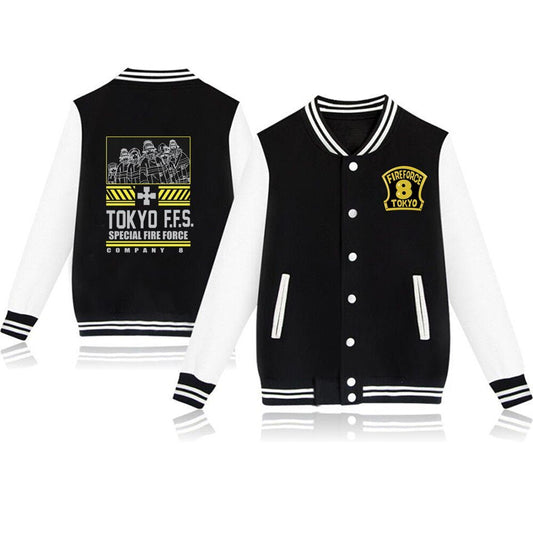MAOKEI - Fire Force Brigard 8th Long Sleeve Jacket - 1005004635524725-Black-XS