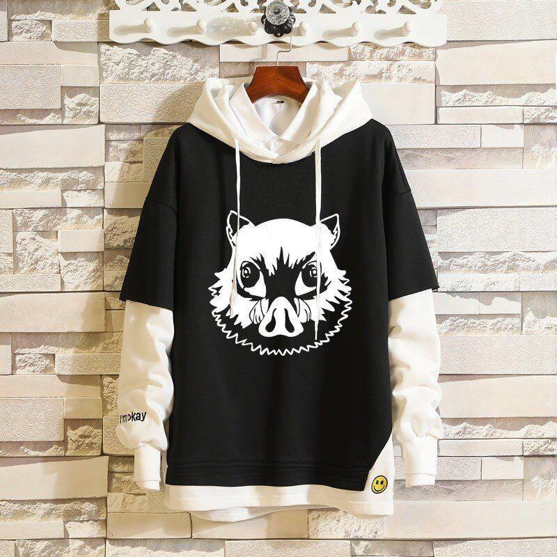 MAOKEI - Inosuke Black White Hoodie 3D - 1005001548022121-5-S-Kimetsu no Yaiba
