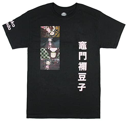 MAOKEI - Demon Slayer Nezuko Kamado Panels Kanji T-Shirt - B09VQ4FD55