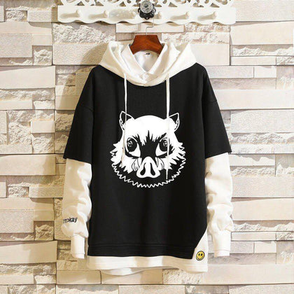 MAOKEI - Inosuke Black White Hoodie 3D - 1005001548022121-5-S-Kimetsu no Yaiba