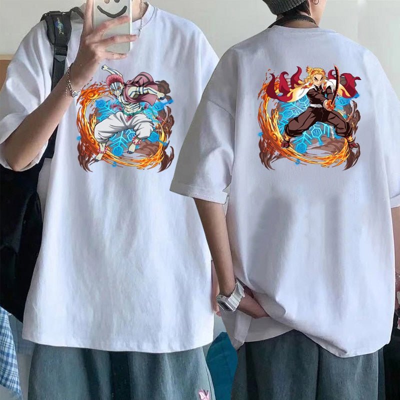 MAOKEI - Kyoujurou & Akaza 3D T-shirt - 1005003217671330-Black-XS
