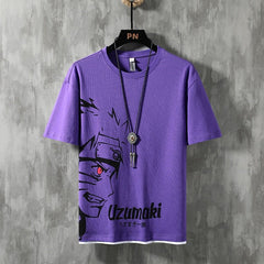 MAOKEI - Naruto Shippuden 2022 Summer Top Graphic T Shirts - 1005002617718708-Purple T Shirt Men-Asian-S