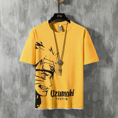 MAOKEI - Naruto Shippuden 2022 Summer Top Graphic T Shirts - 1005002617718708-Yellow T Shirt Men-Asian-S