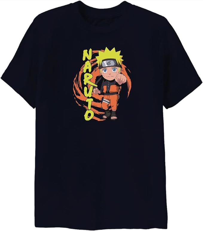 MAOKEI - Naruto Shippuden Chibi Naruto Fist Anime Youth Crew T-Shirt Officially Licensed YS (6/8) Black - B00U0I6YIO-4