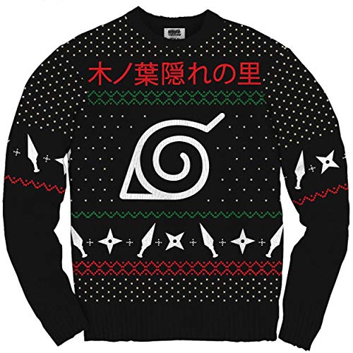 MAOKEI - Naruto Shippuden Hidden Leaf Pattern Christmas Sweater - B08N1LFNSG
