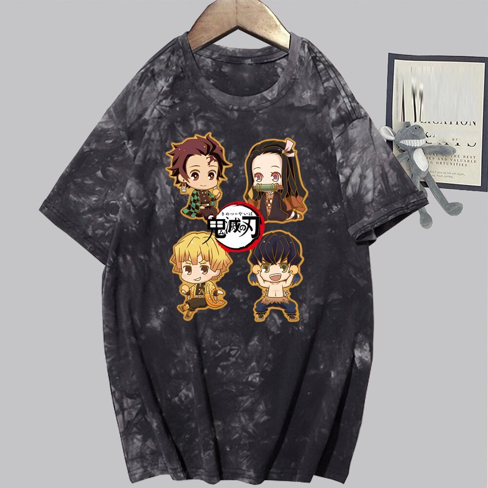 MAOKEI - Nezuko & Tanjirou Team Cute T-Shirt - 1005003764926446-Black-XS