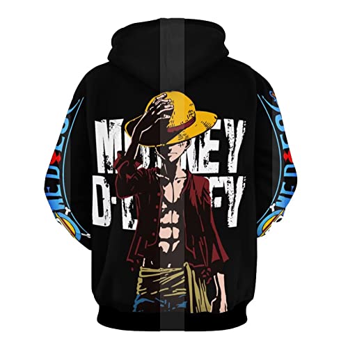 MAOKEI - One Piece Monkey D Luffy Cartoon Fan Art Hoodie - B0BFF9X4FM