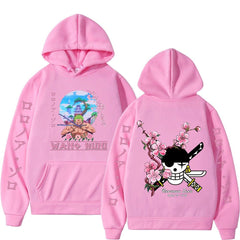 MAOKEI - One Piece Roronoa Zoro Wano Sakura Hoodie - 1005004141775700-Pink-S
